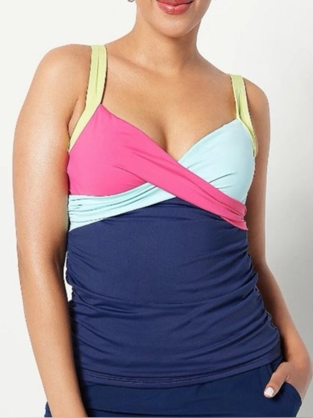 Lands' End Colorblock Underwire Tankini Swim Top